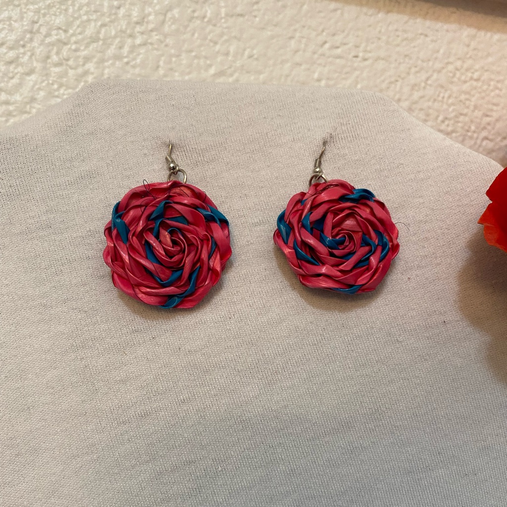 Palm Leaf Woven Flower Earrings 20$
